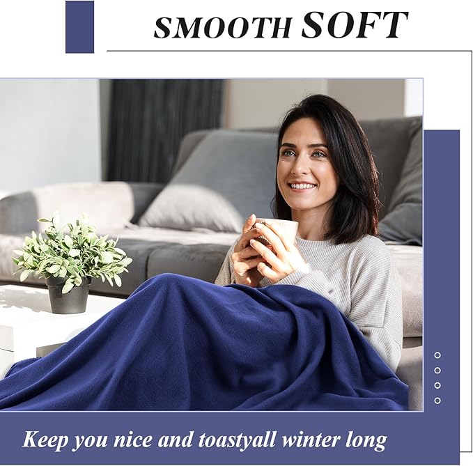 Newwiee 100 Pcs Fleece Throw Blankets Bulk Outdoor Wedding Guest Gifts Soft Lightweight Sleepover Lap Blankets Pet Home Sofa Couch Office Donation Homeless, 50 x 60 Inch (Blue)