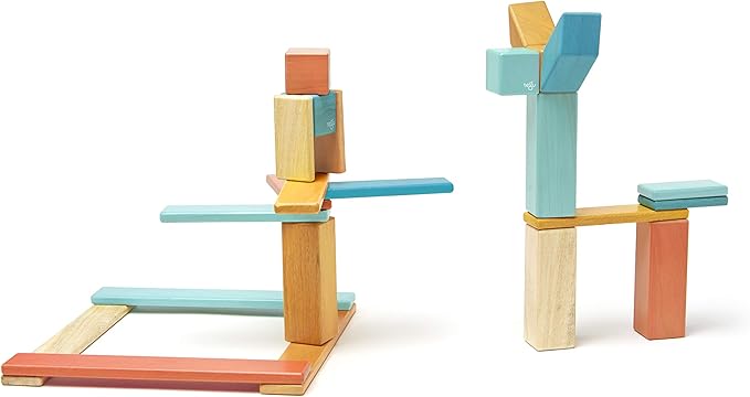 24 Piece Tegu Magnetic Wooden Block Set, Sunset, 1-99 years old