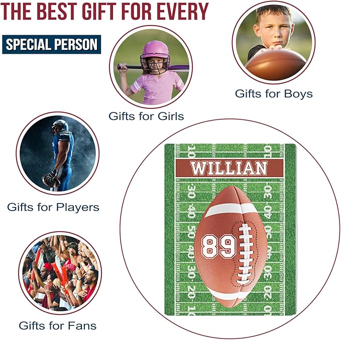 Personalized Football Blankets with Name Numbers, Custom Football Team Game Throw Flannel Blankets Stuff Gifts for Boys Sports Lover Fans Kids Adult