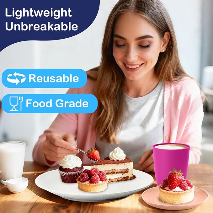 Wheat Straw Dinnerware Sets 40 PCS Bowl and Plate Sets With Cup Dishes Set for 8 Unbreakable Dish Sets Microwave Safe Plates Dinner Bowls Drinking Glasses With 4 Color - Flower Color