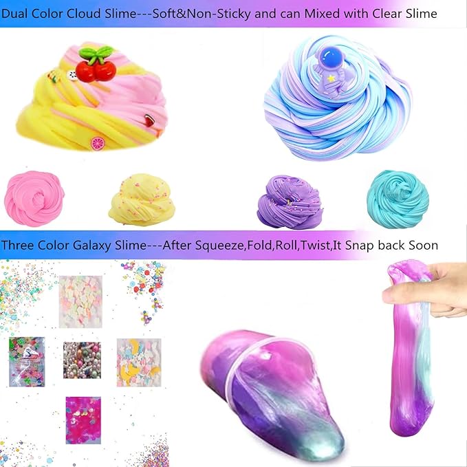 Crunchy Slime Set 12 Packed for Kids,Super Soft and Non-Sticky Stress Relief Clear Slime Kit Toy,DIY Butter Slime Party Favor for Girls & Boys Goodie Bags Stuffers