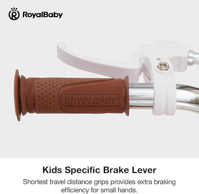 RoyalBaby Girls Bike EZ Kids Bike Stargirl Training Free Balance to Pedal Easy Learning Bicycle, 12 Inch for Toddlers & Big Kids, Brown