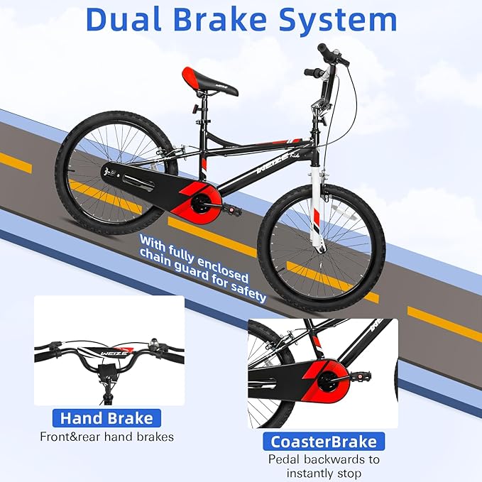 WEIZE Kids Bike,14 16 20 Inch Children Bicycle for Boys Girls Ages 3-12 Years Old, Rider Height 32-60 Inch, Coaster Brake, Multiple Color Options