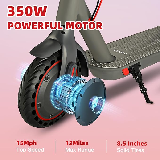 Electric Scooter for Adults, Folding E Scooter with 350W/500W Motor 15Mph Top Speed 12 Miles Long Range, Commuting Motorized Kick Scooters (Red- 8.5" Tires 15MPH 12 Miles Range)