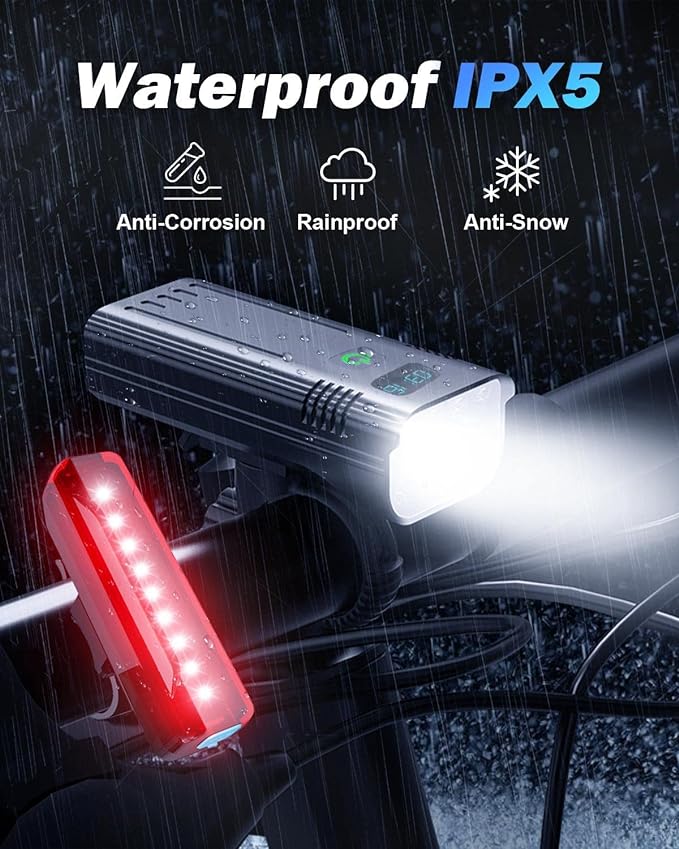 Victoper Bike Light, High Lumens Super Bright Bicycle Lite, 6+4 Modes USB Rechargeable Bike Headlight & Taillight Set, Waterproof Safety Bike Front & Rearlight for Road, Mountain, Night Riding