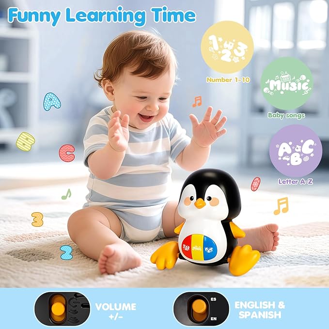 Baby Toys 6-12 Months, Musical Penguins Crawling Infant Toys, Early Learning Toy for Tummy Time with Light & Sound, Birthday Gifts for Babies Newborn Boys Girls 0-3-6 7 8 9 10 11 Months 1 Year Old