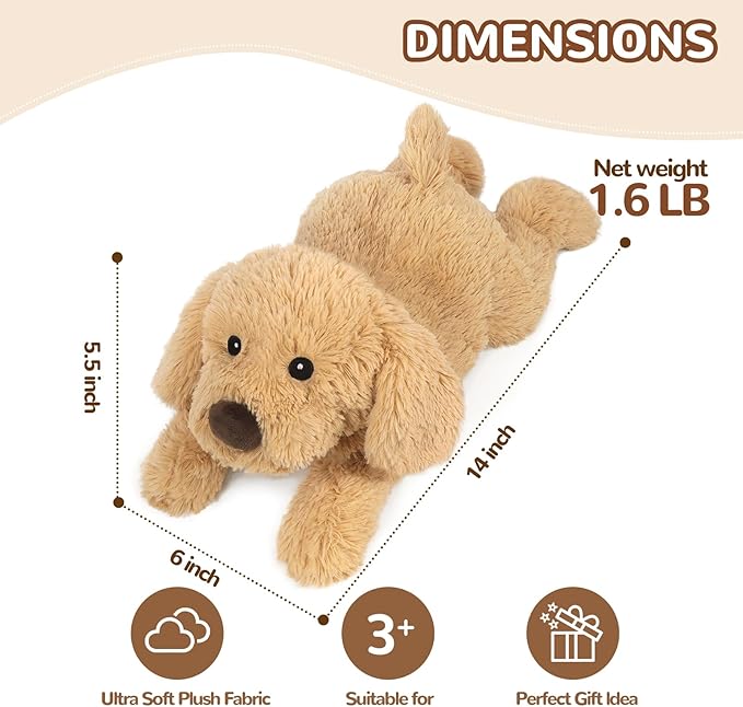 2Pcs Dog Stuffed Animals, Microwavable Stuffed Animal Adorable Fluffy Puppy Plush for Warmth, Heatable Coolable Lavender Scent Dog Plush Toys, Cute Soft Plushies for Kids & Adults Girls Boys Gifts