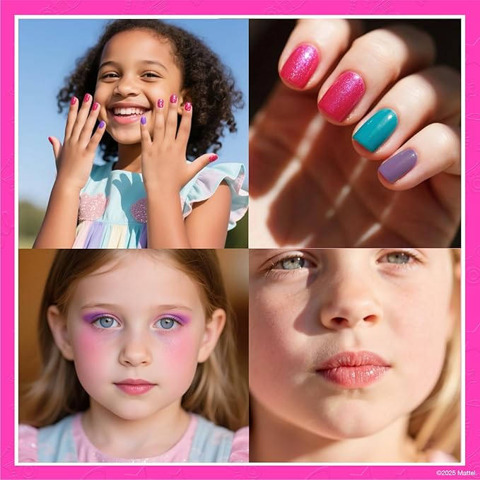 Barbie Train Case Beauty Set, Kids Makeup Kit for Girls, Real Washable Makeup Set, Play Makeup, Party Favor, Birthday, Ages 3 4 5 6 7 8 9 10 11 12 by Townley Girl