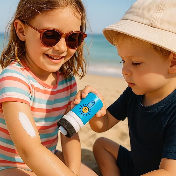 Sunscreen Applicator With Broad Spectrum SPF 50+ Sunscreen UVA/UVB Protection, Water-Resistant 5oz - Kids, Adults & Families, Refillable Roll on Sponge Spill Easy Application, Paraben Dye & Tear Free