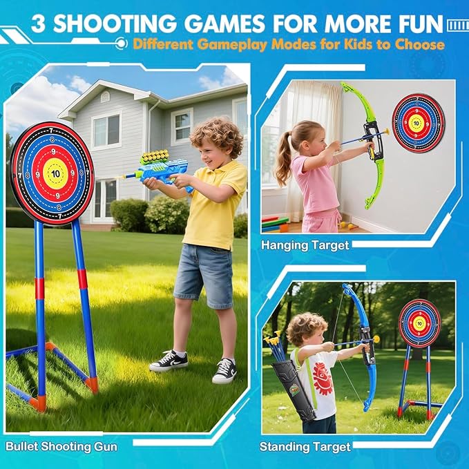 2 Pack Bow and Arrow Toy for 5 6 7 8 9 10+ Year Old Boys,Iddeal Gift for Kids,Indoor Outdoor Shooting Game Toy for Ages 4-8 8-12, LED Light Up Archery Set with 12 Suction Cup Arrows