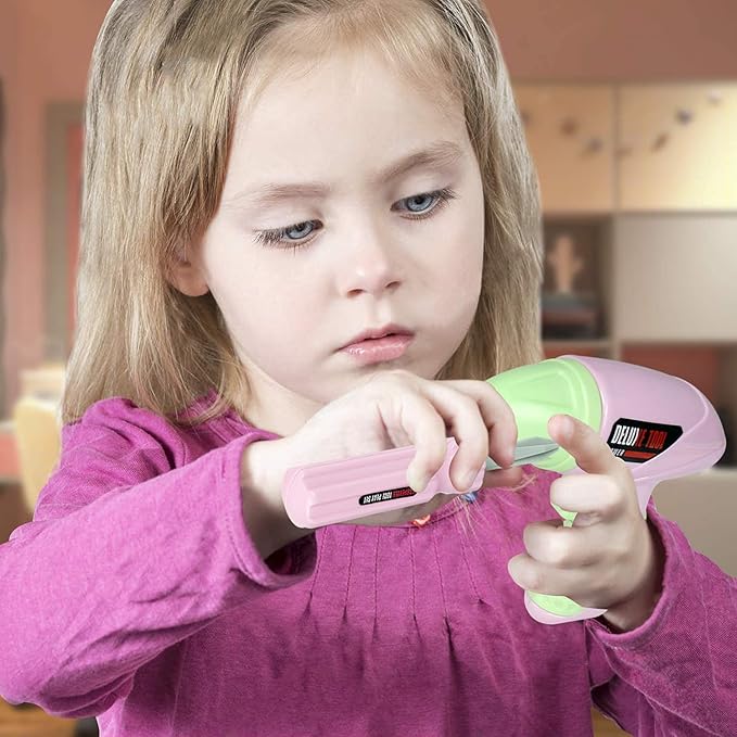 Pink Kids Tool Set (18 PCS) Pretend Play Construction Kit with Tool Box & Manual Drill