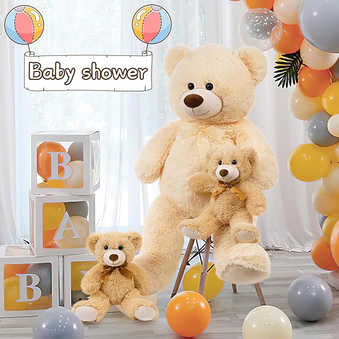 MorisMos Giant Teddy Bears with Babies, 36inch Large Mommy Bear with 2 Babies Stuffed Animals for Baby Shower, Big Bear Plush