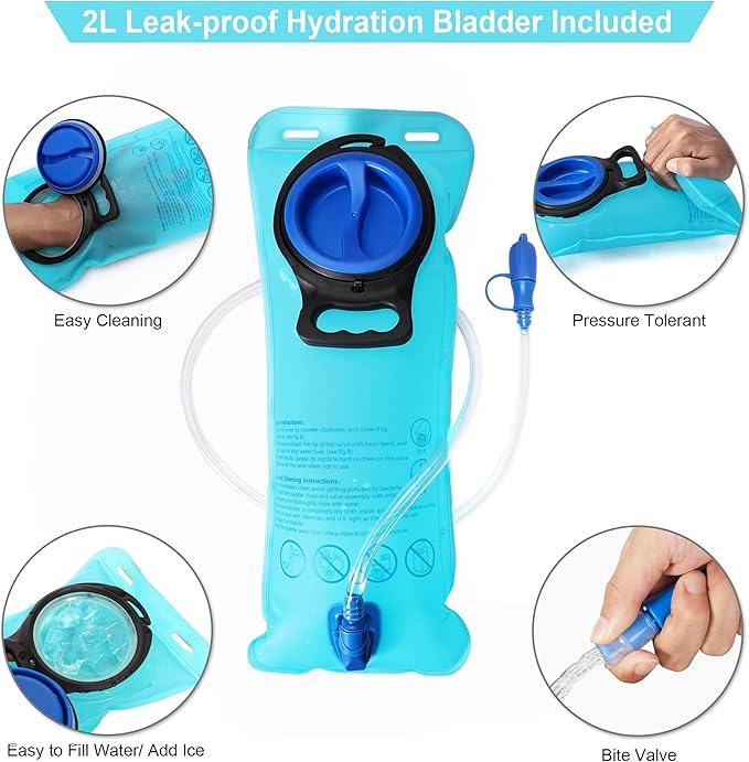 Hydration Backpack - Lightweight Water Backpack with 2L Water Bladder Bag, Running Hydration Vest Backpack for Men Women, Hydration Pack for Hiking, Cycling, Climbing MIYCOO