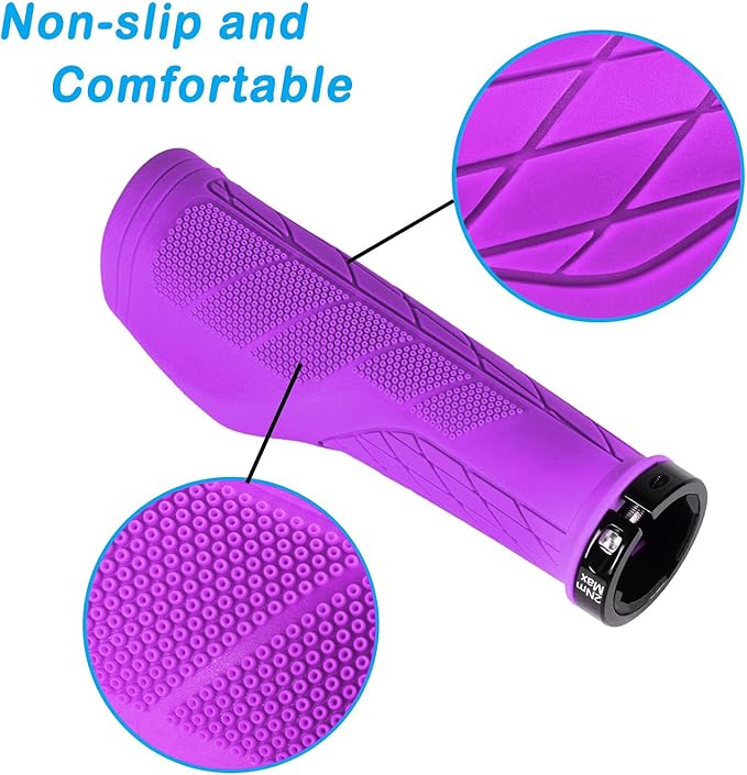 SOLODRIVE Ergonomic Design Mountain Bike Grips, Comfortable Bicycle Handlebar Grips, Single Lock-on and Non-Slip MTB Handle, Fit MTB, E-Bike, Hybrid, Scooter