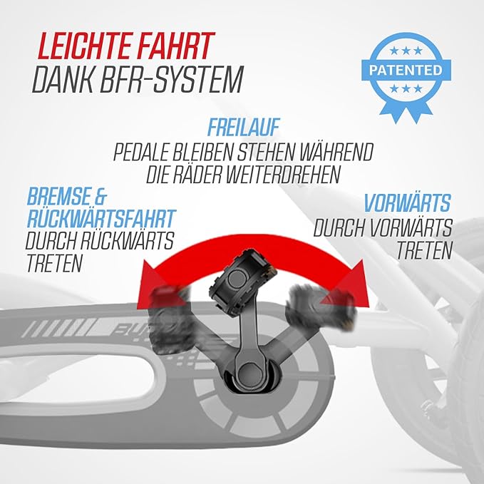 Berg Toys Buddy Redster Pedal Go Kart for Kids – Adjustable Ride On Toy for Ages 4-8 – Go Karts with BFR System, and Adults Outdoor Pedal Car for Kids (Red)