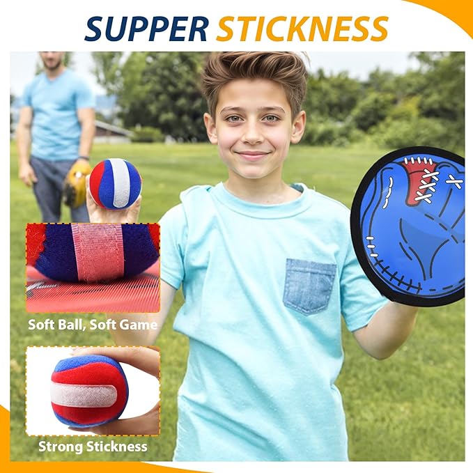 Toss and Catch Ball Game Set for Toddlers Kids Adults, Baseball Training Glove for 12+ Years Old Boys Girls, Family Outdoor Sport for Yard Beach Pool, Birthday Gifts for Ages 3 4 5 6 7 8-12