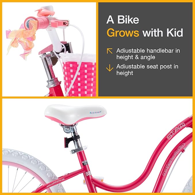 RoyalBaby Girls Bike Classic & EZ Kids Bike, Balance and Pedal Bicycle, 12 14 16 18 20 Inch Toddlers to Big Kids 3-10 Years