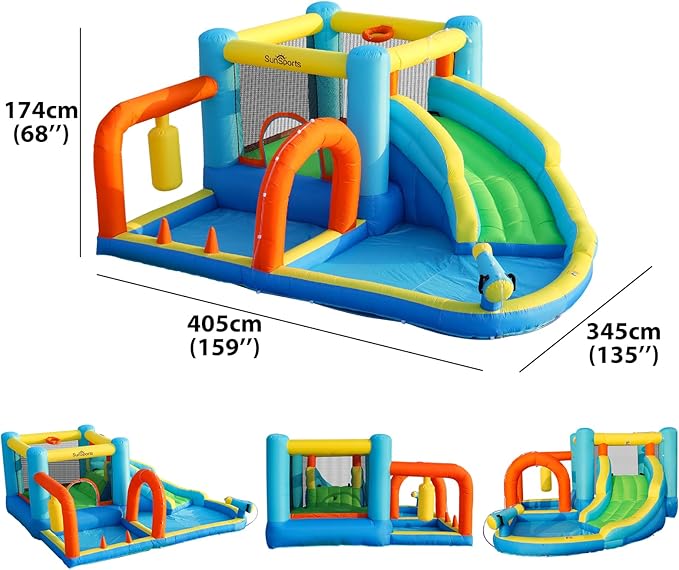 Inflatable Water Slide,Bounce House with Slide for Indoor Party,Bouncy Castle with for Kids Outdoor, Water Slides for Backyard,Inflatable Jumper Bounce House