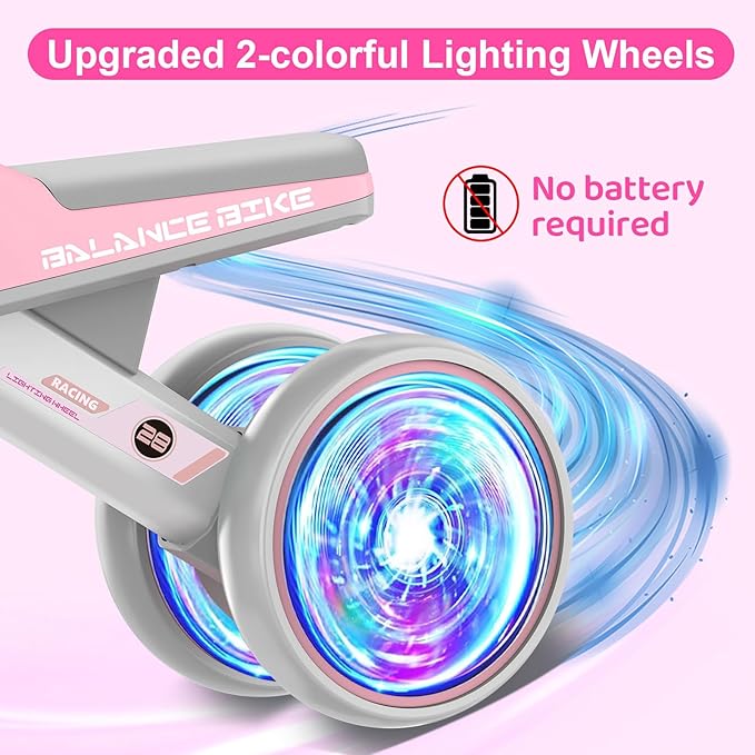 Baby Balance Bike for 1 Year Old Boys and Girls – Toddler First Bike with Colorful Lighting, 4 Wheels Safe Indoor Ride On Toy for 12-24 Months, First Birthday Gift