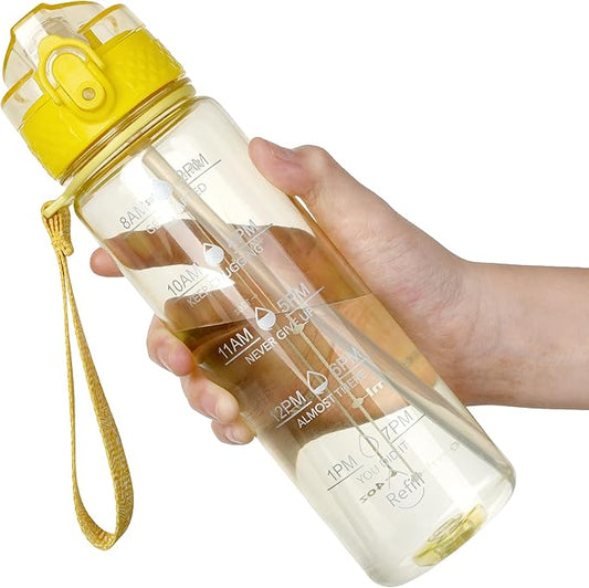 OLDLEY 17oz Kids Water Bottle for school Girls Boys, Motivational Water Bottles With Silicone Straw, Leak-Proof Tritan BPA-Free, Reusable water bottles for kids,Butter