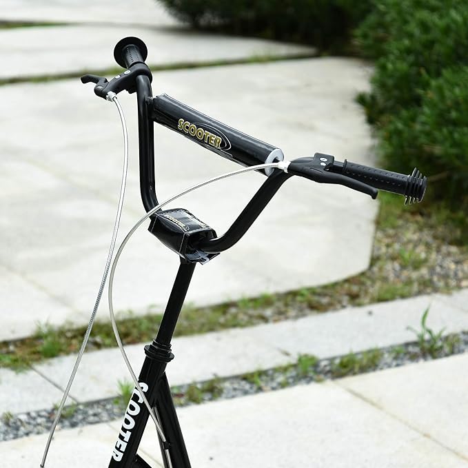 Aosom Youth Scooter, Teens Kick Scooter, Adjustable Handlebar Ride On Toy for 5+ with 16" Front and 12" Rear Dual Brakes Inflatable Wheels