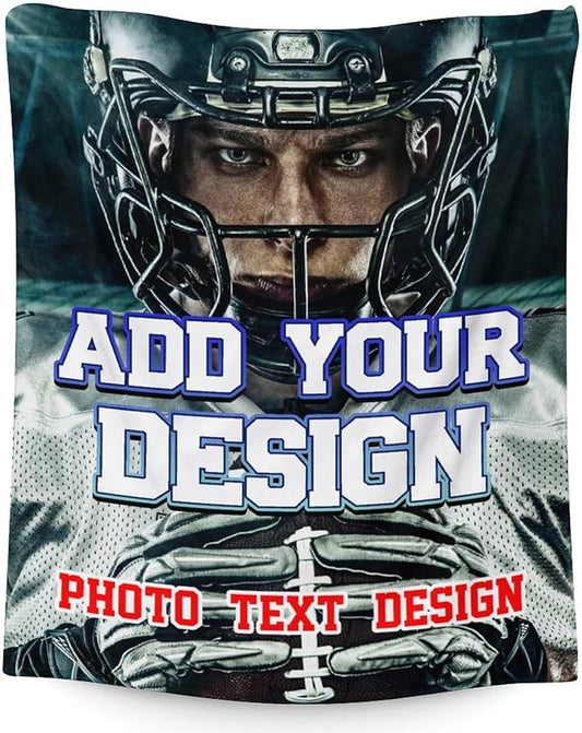 Photo Blankets for Kids Boys Teens Adults, Custom 80x60 Inches Plush Lightweight Warm Flannel Throws Personalized Gifts with Name for Bed Living Room Home