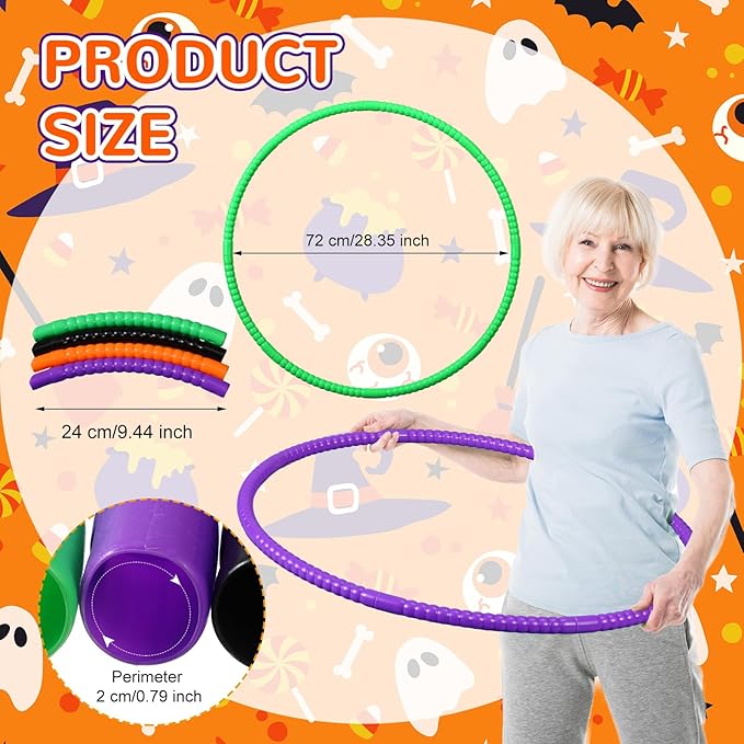 Sratte 12 Pcs Toy Hoop for Kid Detachable Adjustable Toy Hoop Colored Exercise Ring Plastic Circle for Kid Teen Gymnastics Equipment Require Self Assembly(28 Inch,4 Solid Colors)