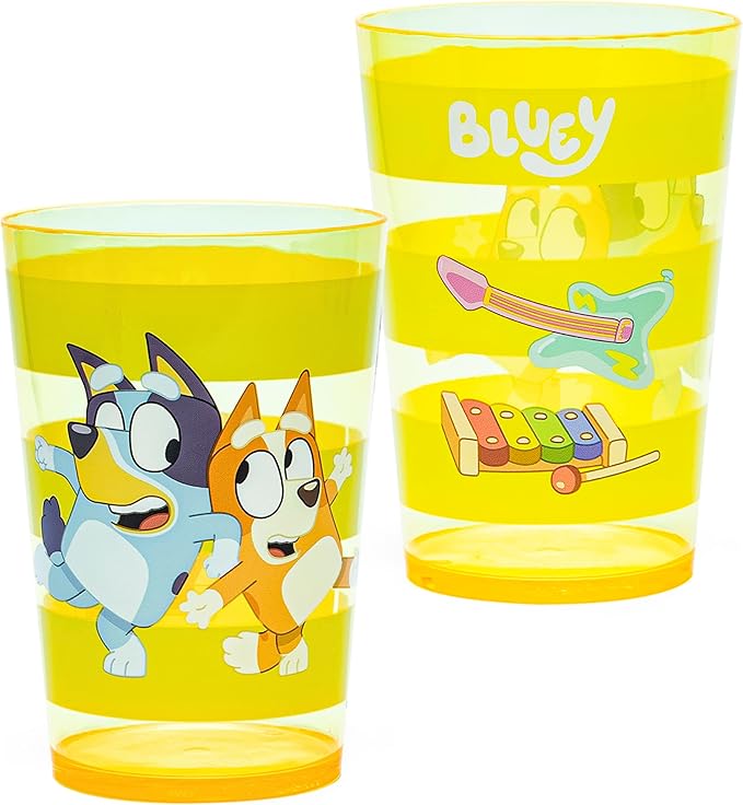 Zak Designs Bluey Nesting Tumbler Set Includes Durable Plastic Cups with Variety Artwork, Fun Drinkware is Perfect for Kids (14.5 oz, 4-Pack, Non-BPA)