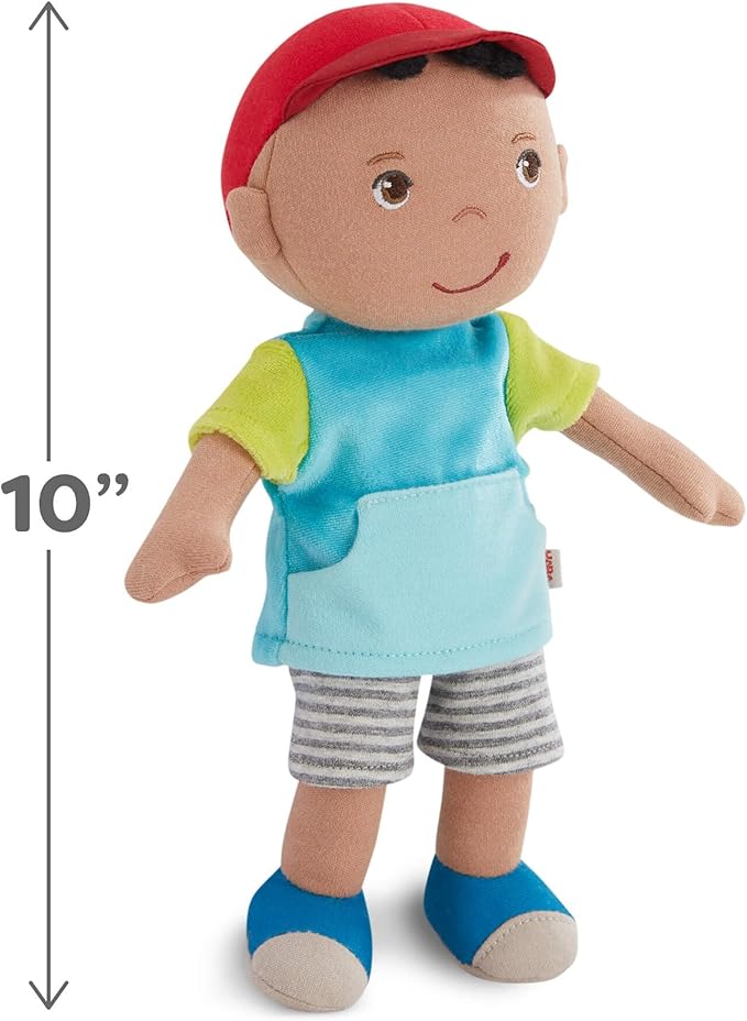 HABA Snug Up Gabriel - 10" Soft Doll, Machine Washable Baby Boy Doll - Perfect Snuggly First Soft Toddler Plush Figure for 6 Months and Up