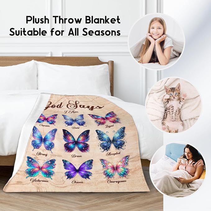 Butterfly Blanket Gifts - Soft Fleece Fuzzy Throw for Women & Girls, Kids - Inspirational Gifts, 30"x40"