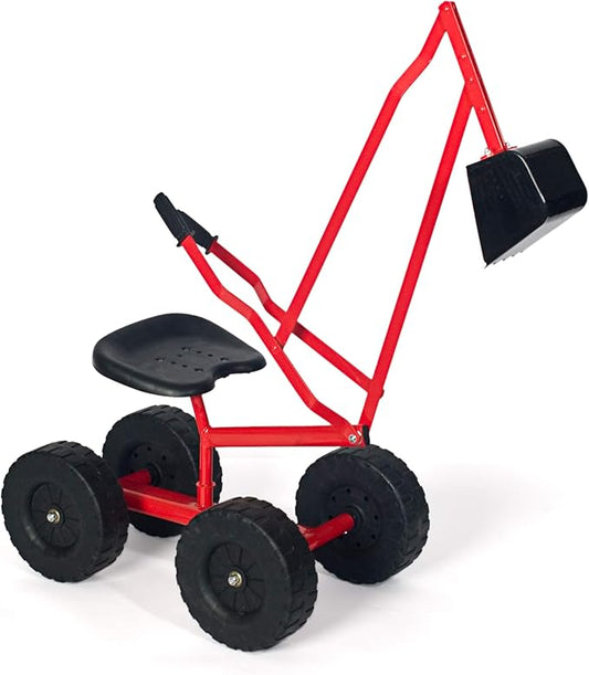 WONKAWOO Monster Wheel Sand Digger 360° Rotation Metal Crane Excavator Backhoe Ride On Toy