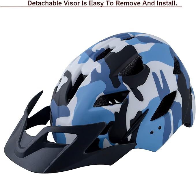Kids Bike Helmet,Bavilk Kids Boys Girls Bike Helmets with LED Light Detachable Visor Children Youth Teen Multi-Sport for Skating Cycling Scooter Skateboard Adjustable & Lightweight 19.7"-22.4"