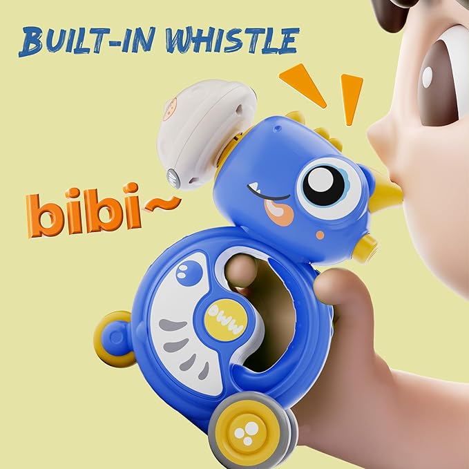 iPlay, iLearn Kids Dinosaur Flying Disc Launcher Toys, Toddler Push Go Friction Dino Cars, Indoor Outdoor Spinning Top Yard Play Set, Birthday Gift for 12-18 Months, 1 2 3-6 Years Old Boys Girls Child