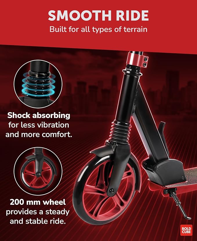Big 2 Wheeler | Scooter for Kids & Teens Ages 7+ Years | Play & Commute | Front Suspension Fit with 200MM Wheels | Height Adjustable 86 to 111 cm