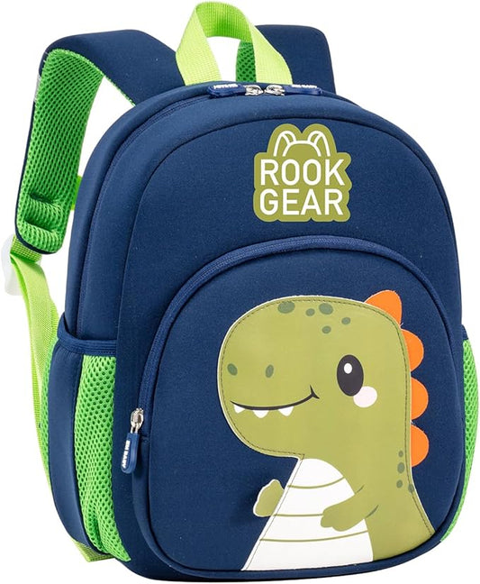 Lightweight and breathable children's dinosaur schoolbag, made of SBR diving fabric, suitable for kindergarten backpacks (black, Small)