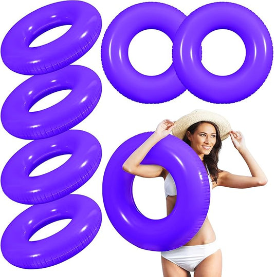 6 Pcs Inflatable Pool Floats 28 Inches Swim Tube Bulk for Adults Swimming Ring Pool Floaties for Beach Party Decorations Women and Men River Lake Summer Vacation Holiday (Light Purple)