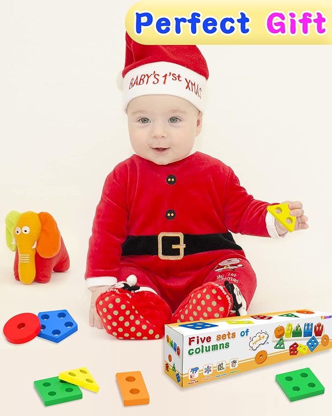 Yetonamr Montessori Toys for 1 2 3 Years Old Boys Girls Birthday Gifts, Wooden Sensory Toys for Ages 2-4 Toddlers Kids Baby, Toddler Stocking Stuffers Learning Toy Activities Puzzles Ages 1-3