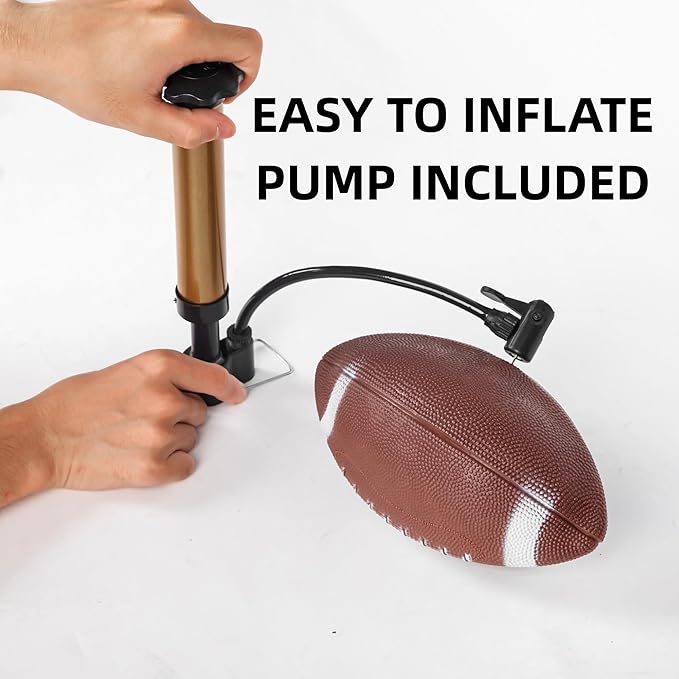 6 Pack 9" Mini Inflatable Rubber Footballs Party Favors, Small Footballs, Peewee Size Footballs for Kids, Junior Outdoor and Indoor Games - Sports Balls Playground Ball with Pump and Kicking Tee