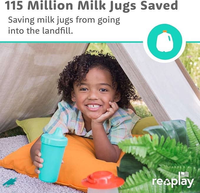 Re-Play Spill-Proof Sippy Cups - Reusable 10 Oz Set of 4, Dishwasher & Microwave Safe, Made in USA, Modern Blush