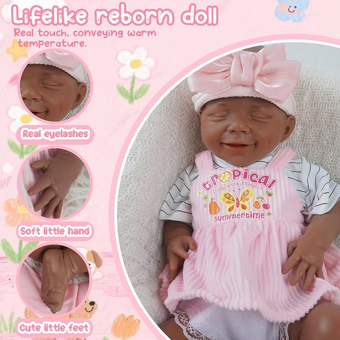 17.72 in Full Silicone Reborn Baby Dolls, 1:1 Lifelike Newborn Dolls Non Vinyl Realistic Reborn Toddler Dolls Boy Washable Sleeping Doll