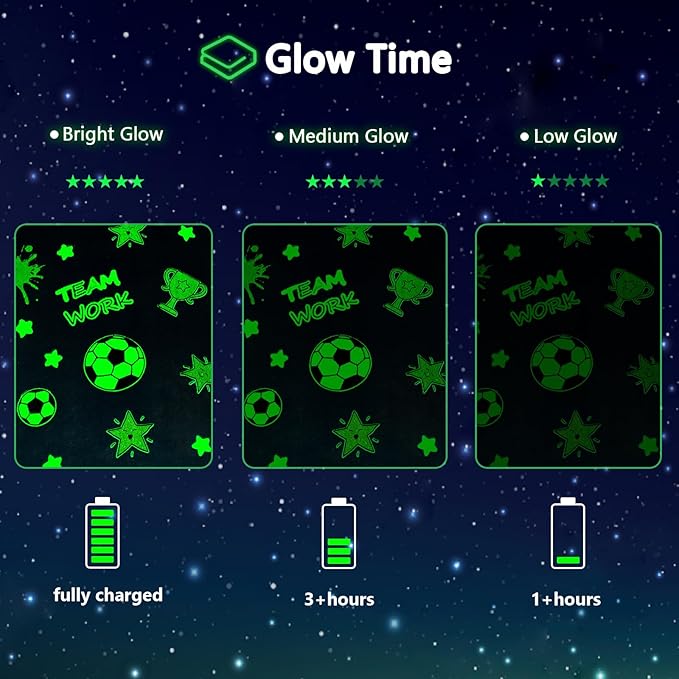 Glow in The Dark Soccer Blanket,Football Gifts Toys for Boys Kids, Birthday Presents Decor for Kids Age 3-14 Year Old Son Teen Child Toddler Luminous Christmas Bedroom Throw Blanket 50"x60"