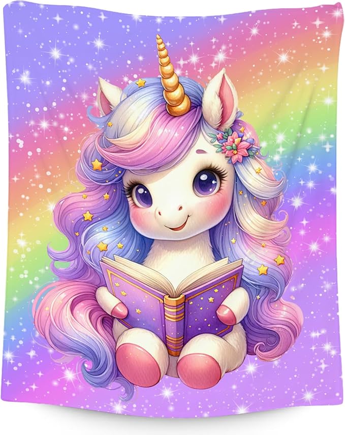 Girls Blanket, Unicorn Gifts for Kids Toddler, 40"x50" Cute Rainbow Small Throws Decor for Couch