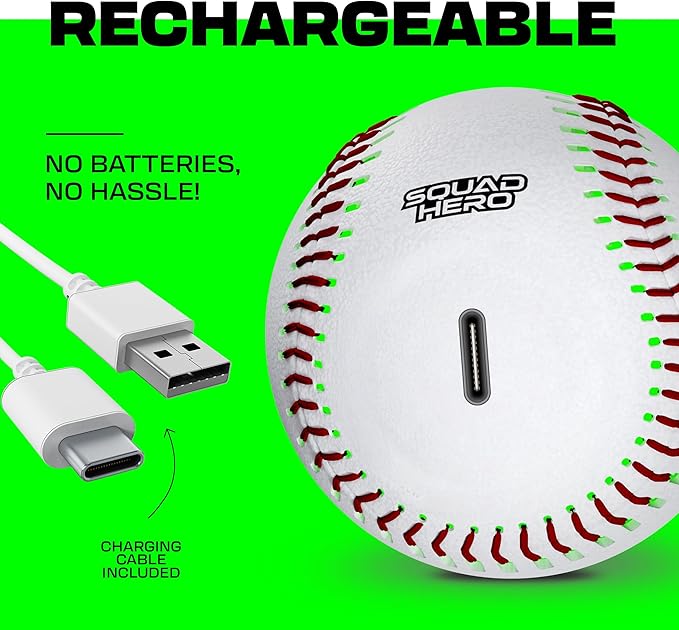 Rechargeable Light Up Baseball - Sports Gifts for Boys - Ball Accessories Gear Gift Ideas for Teenage Boy - Glow in Dark Balls - Cool Stuff for Teen Kids Age 8, 9, 10, 11, 12, 13, 14 Year