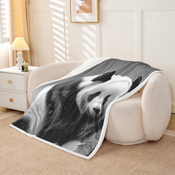 Sleeping Panda Sherpa Fleece Throw Blanket - Cute Animal Pattern, Ultra Soft, Giant Panda, Baby 30x40 Inch