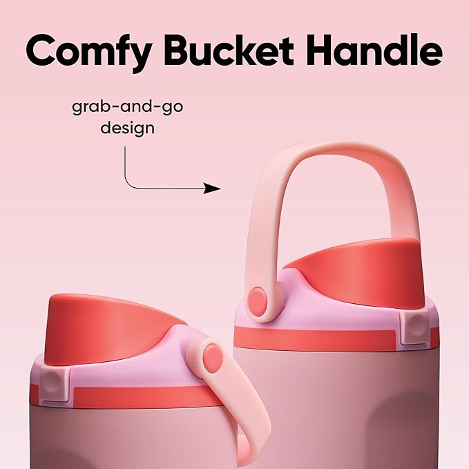 Owala FreeSip Sway Insulated Stainless Steel Water Bottle with Two-Way Spout, Built-In Straw and Bucket Handle, Made for Travel, School, and Sports, 40oz, BPA Free, Leak Proof, Pink Angel Food Cake