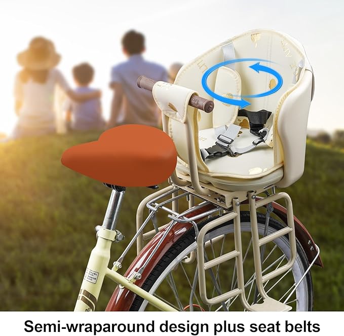 Rear Child Bike Seat,Rear Mounted Child Bike Seats,Back Mount Child Seat with Back Rest Armrest Foot Pedals,Width Adjustable Bicycle Rear Seat,Fits All Bicycle Rear Frames