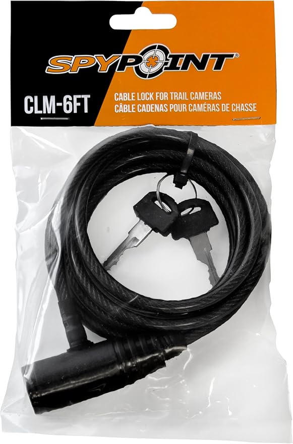Spypoint CLM-6FT Six-Foot Long Trail Camera Coated Cable Lock Steel Cable Lock for securing Scouting Cameras Fits Most Trees and All Cameras Comes with Two Keys