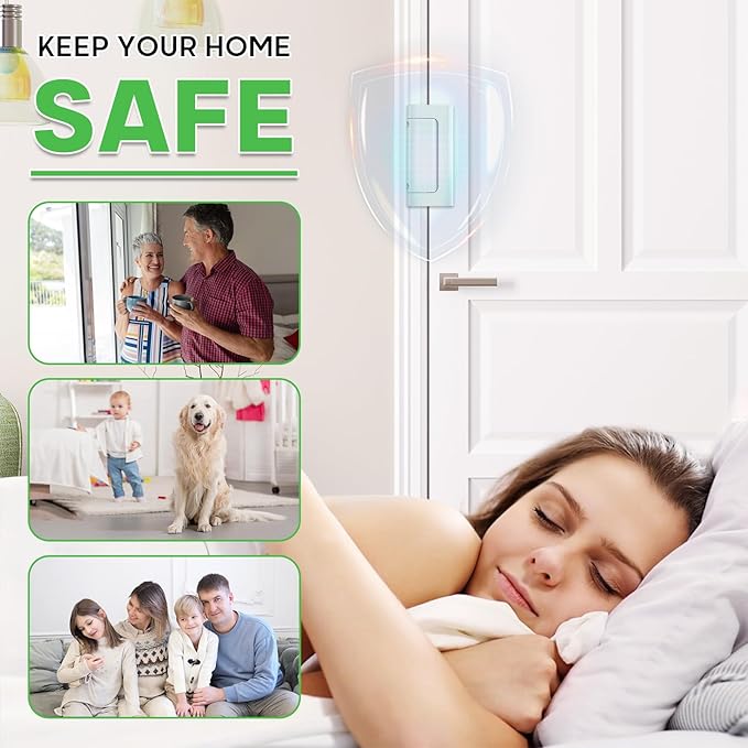 2 Pack Home Security Door Lock, Childproof Door Reinforcement Lock with 3 Inch Stop Withstand 800 lbs, Door Safety Locks for Front Door, Night Kids Safety Flip Lock to Defend Your Home, White