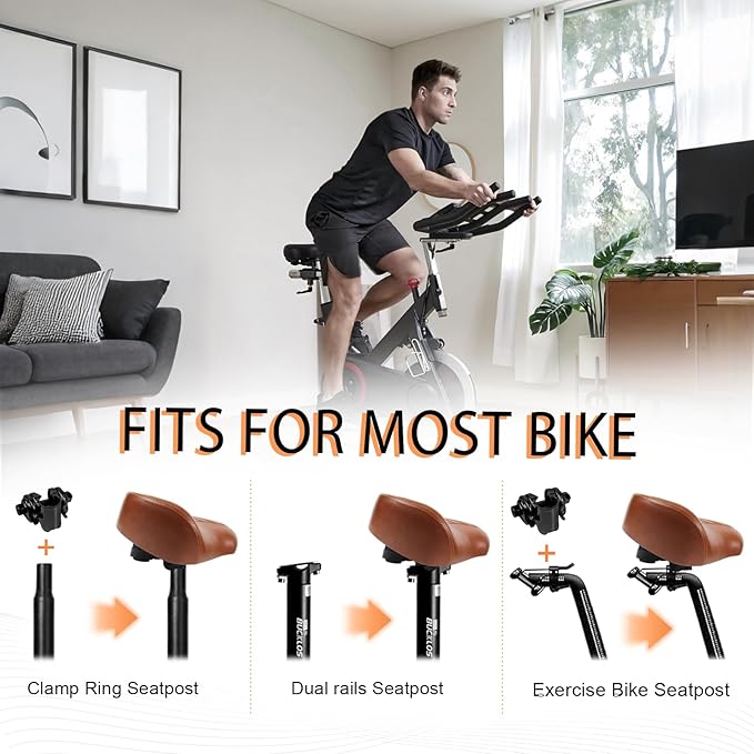 BUCKLOS New Noseless Bike Seat for Comfort Men&Women Extra Wide Bicycle Seat Cushion Oversized Comfortabele Foam Padded Bike Saddle for Peloton Exercise Bike Ebike Cruiser Bikes
