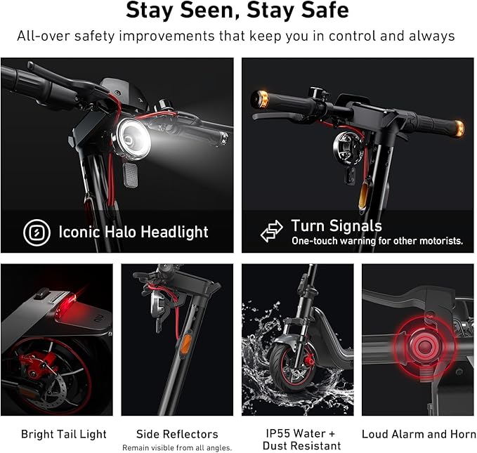 NIU K100F/K300X Electric Scooter Adults - 600W-900W Peak Power, 18-41 Max Range, Top 17.4-23.6 MPH, Portable E Scooter w/Suspension for Commute, Sup. Turn Signal, Folding Handlebars(Only K100F)